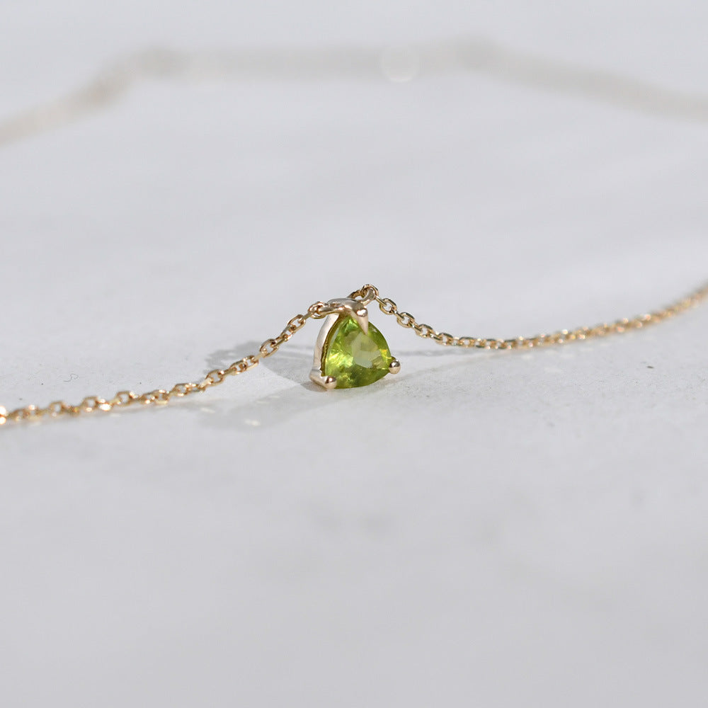Olive Green S925 Sterling Silver Necklace for Women | Minimalist 18K Plated Collar Chain, Ins Style, Versatile & Elegant