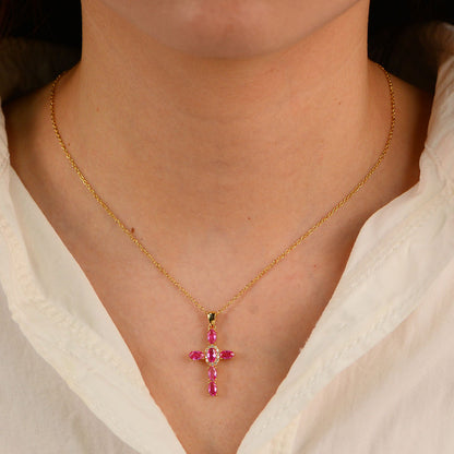 Diamond Cross Pendant Necklace in 925 Sterling Silver