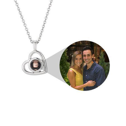 S925 Sterling Silver Heart Necklace for Women - Nano Projection Photo Engravable