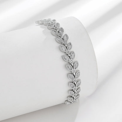 Wheat Leaf Stretch Bracelet in Sterling Silver for Women — Everyday Harvest
