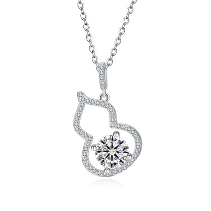 S925 Silver Gourd Pendant Necklace - Dainty Moissanite for Women