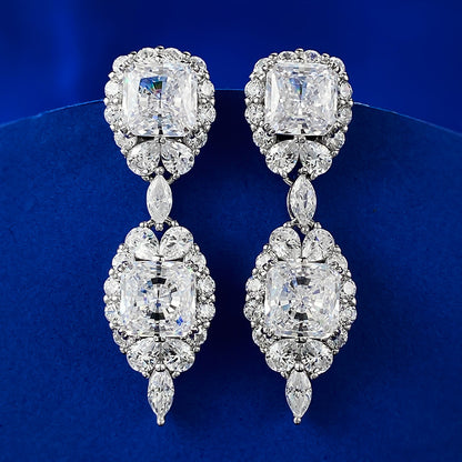 925 Sterling Silver 7x7mm Yellow Diamond Stud Earrings for Women, Full CZ