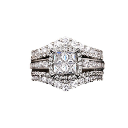 Ricady Jewel 2-in-1 Square Crown Pavé Zircon Ring for Women