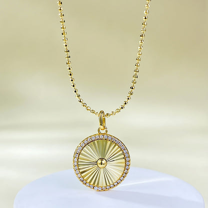 S925 Silver Gold-Plated Brushed Circle Pendant | Chic Versatile Daily Necklace