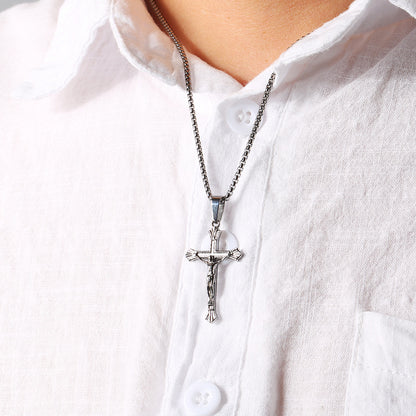 Titanium Steel Cross Pendant - Bold Geometric Design