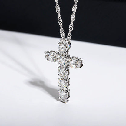 Ricady Jewel S925 Sterling Silver Cross Moissanite Pendant Necklace - High-End Minimalist Light Luxury Gift