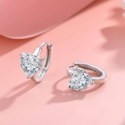S925 Silver Heart Moissanite Earrings - Minimalist Elegant Luxury