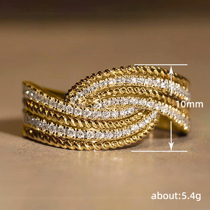 Elegant Micro-Pavé Zircon Cross Ring - Sparkling Swing Arm Design
