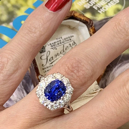 Royal Sapphire Zircon Ring - Gold Plated Copper Luxury Wedding Jewelry for Women