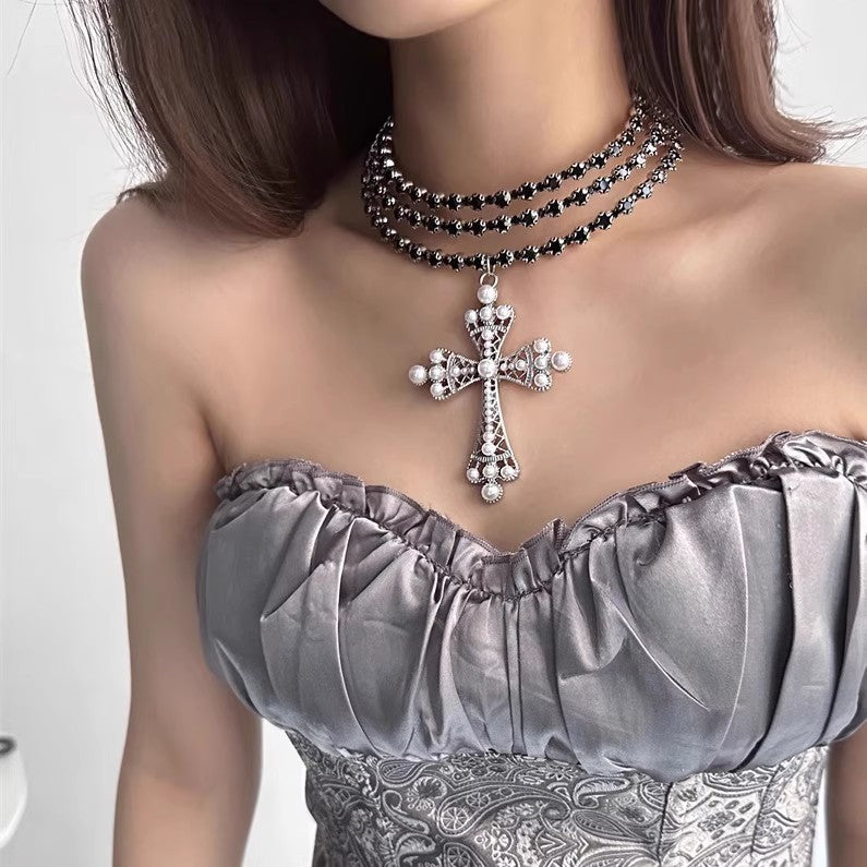 Geometric Pendant Choker Necklace - Japanese Korean Sweet Style