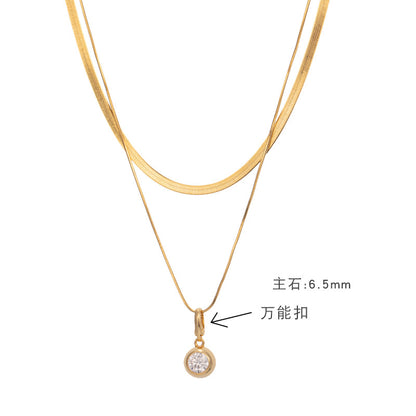 Ricady Jewel 1ct Round Moissanite Bubble Necklace - S925 Silver Detachable Double-Layer Snake Chain (Stackable)