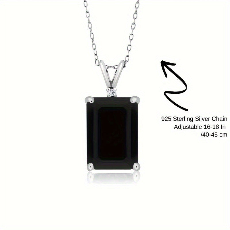 Ricady Jewel S925 Sterling Silver Black Moissanite Necklace - 1/2 Carat Classic Emerald Cut High-End Pendant