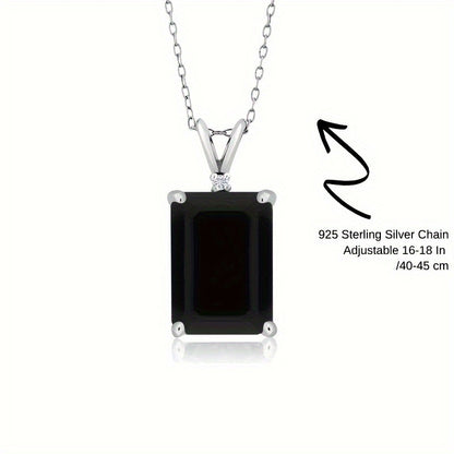 Ricady Jewel S925 Sterling Silver Black Moissanite Necklace - 1/2 Carat Classic Emerald Cut High-End Pendant