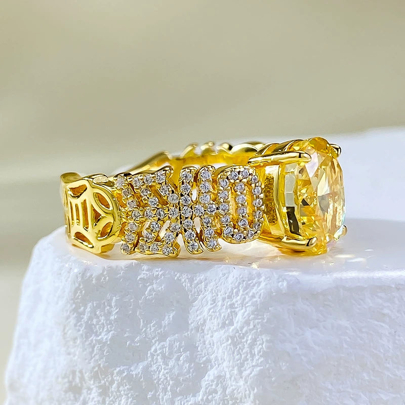 925 Silver Cubic Zirconia Ring | Lucky Yellow Crystal