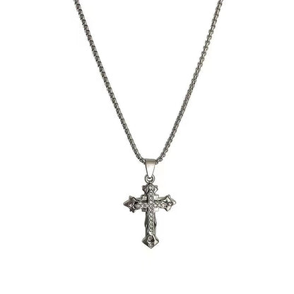 Triple Layered Cross Necklace in Titanium Steel - Minimalist Design