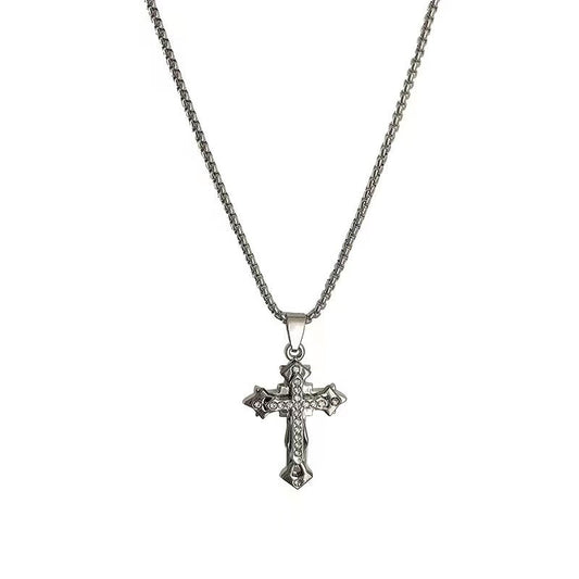 Triple Layered Cross Necklace in Titanium Steel - Minimalist Design