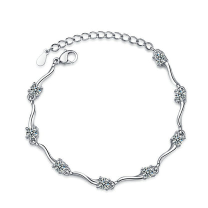 Leaf Wave Chain Bracelet in Sterling Silver for Women — Everyday Nature