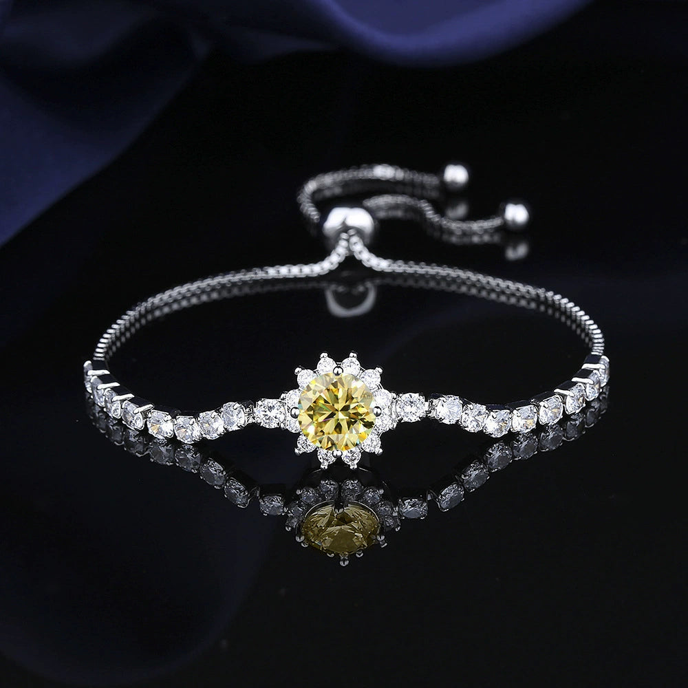 Moissanite Sunflower Bracelet - 2 Carat Sparkling Jewelry
