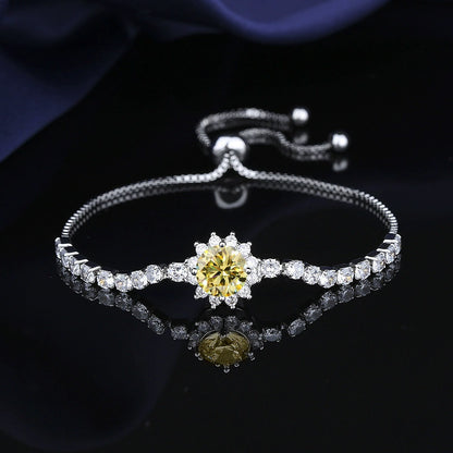Moissanite Sunflower Bracelet - 2 Carat Sparkling Jewelry