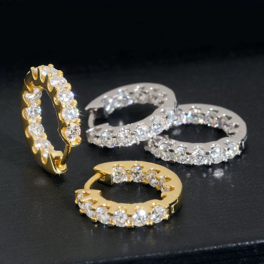 Trendy S925 Silver Moissanite Hoop Earrings Unisex Classic Jewelry