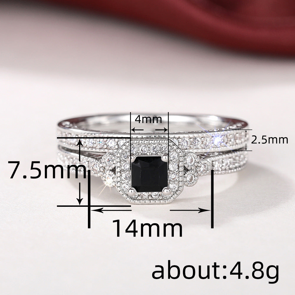 Ricady Jewel Bridal Wedding Band Set - Sparkling Zircon Duo Rings