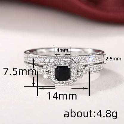 Ricady Jewel Bridal Wedding Band Set - Sparkling Zircon Duo Rings