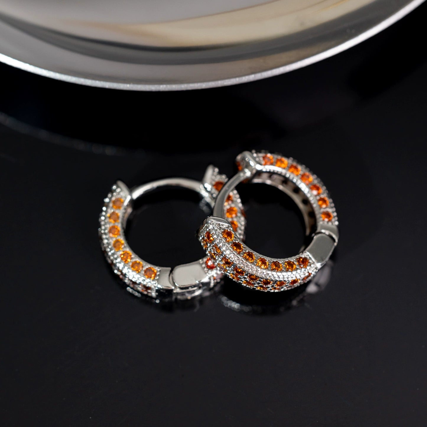Diamond Stud Hoop Earrings - Unisex Hip Hop Classic Circle Earrings