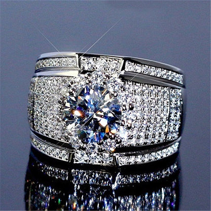 Ricady Jewel Men's Wide Band Luxury Ring, Full Pavé Diamond Statement Jewelry