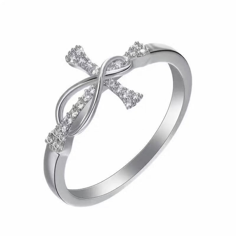 Ricady Jewel Minimalist Mobius Cross Ring - Infinite Love Jewelry Minimalist