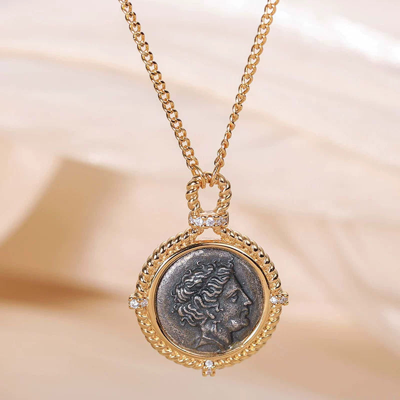 Hera Ancient Coin Pendant Necklace in 925 Sterling Silver