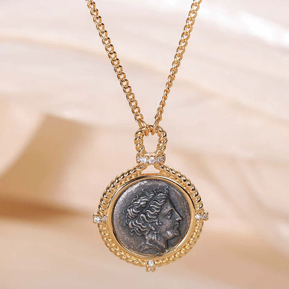 Hera Ancient Coin Pendant Necklace in 925 Sterling Silver