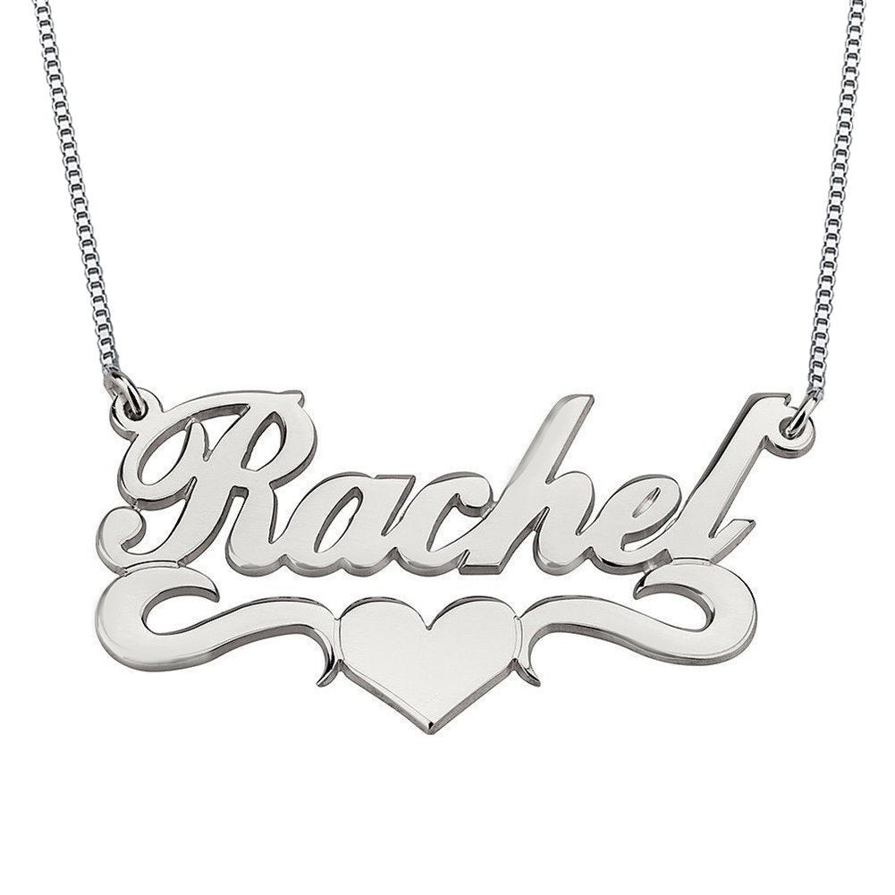 Personalizable XOXO Letter Pendant Necklace with Diamond Accents in 925 Sterling Silver