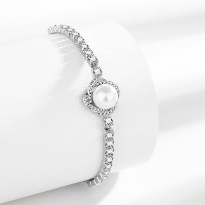 Mermaid Style Faux Pearl Bracelet - Adjustable Pull-On Design, Minimalist Luxury