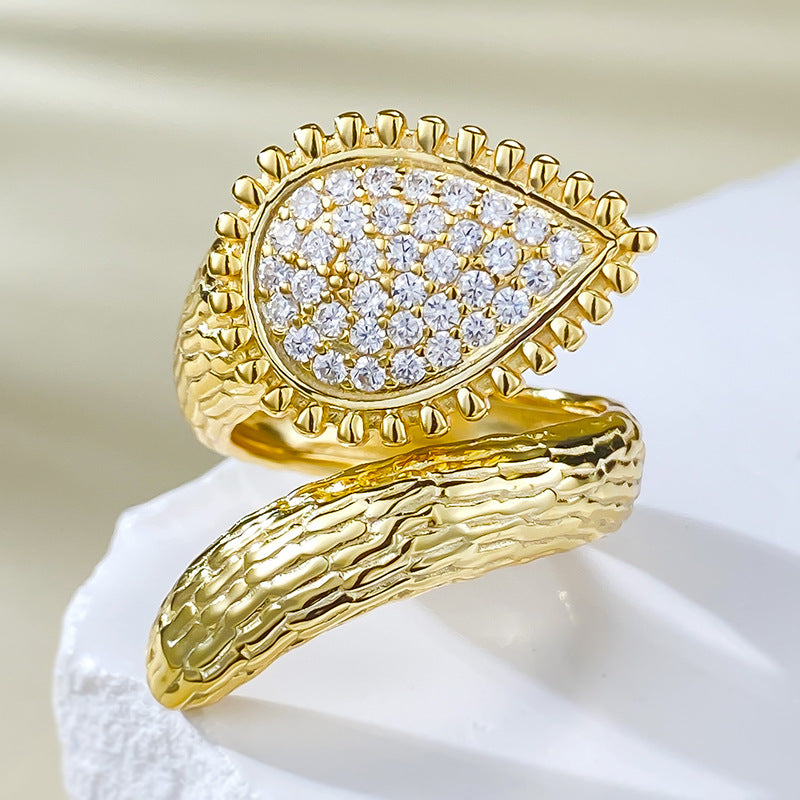 Bohemian Style Ring | Simulated Diamond Snake Wedding Band EU/US Ins Vibe