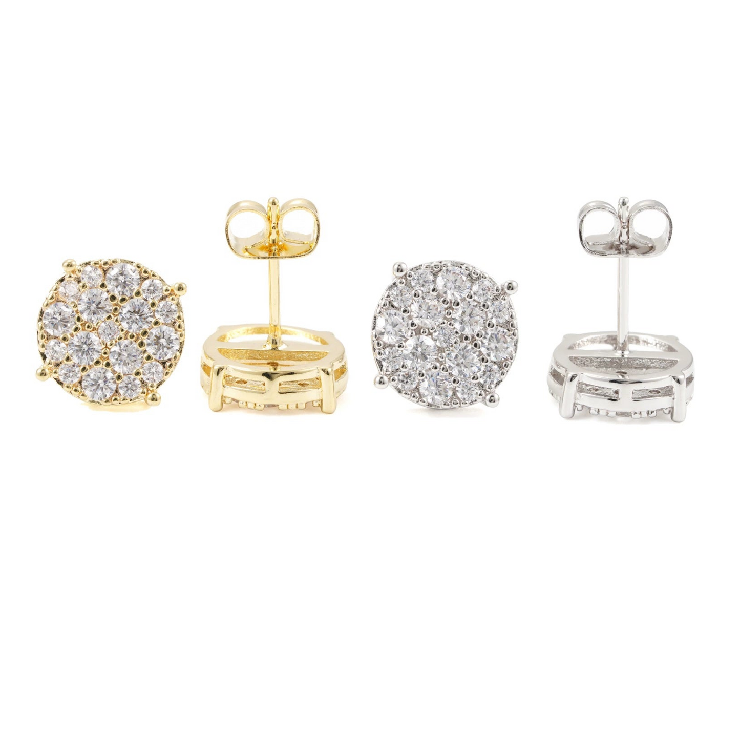 Ricady Jewel 925 Silver VVS Moissanite Round Full-Drill Hip Hop Earrings - Unisex Euro Trend