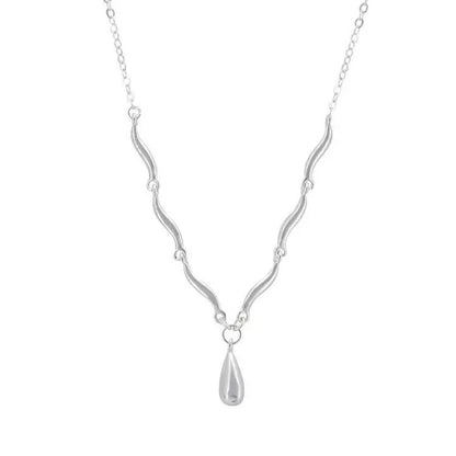 S925 Silver Wave Drop Necklace for Women - Minimalist & Luxe Delicate Collar Chain