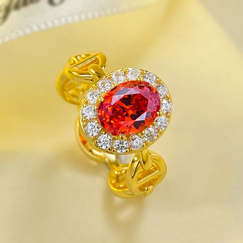 Fanta Orange Ring 925 Sterling Silver - Women's European & American Stylish Design