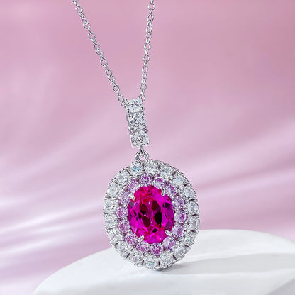 Valentine's Rhodolite Rose Pendant 8x10mm Oval