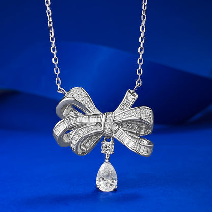 S925 Silver Bow Necklace for Women | Dainty & Chic Daily Wear