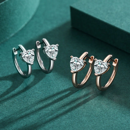 S925 Silver Heart Moissanite Earrings - Minimalist Elegant Luxury