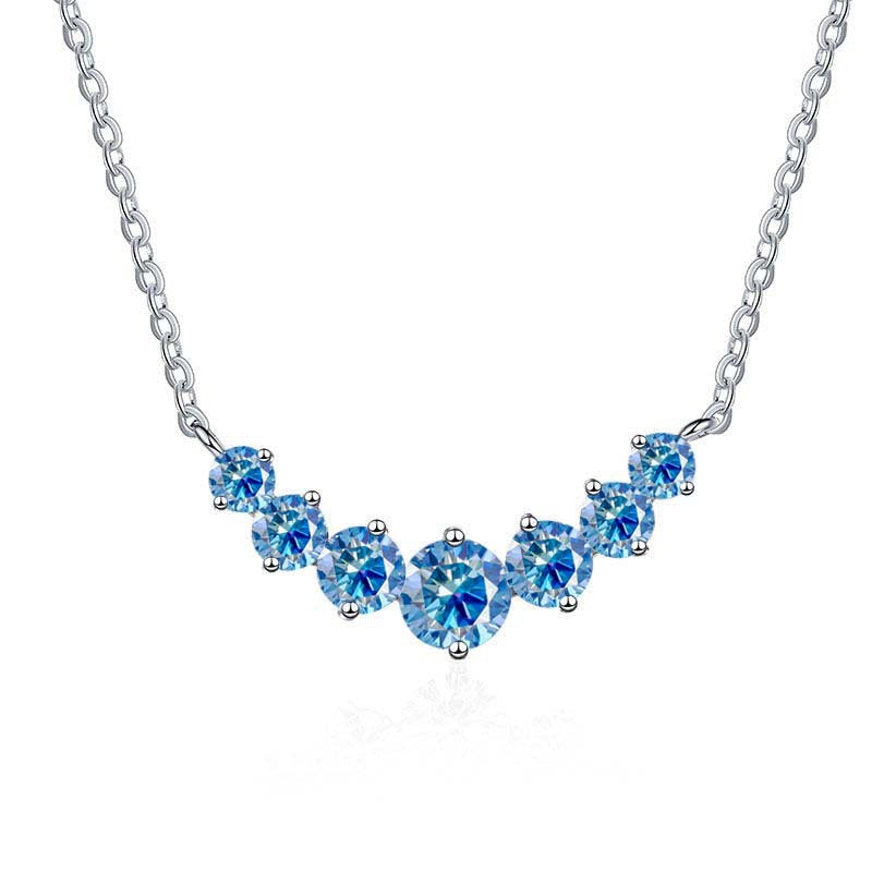 S925 Sterling Silver Gold-Tone Necklace for Women, Minimalist Smile Style with 2.8ct Colored Moissanite