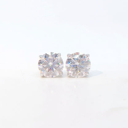 Classic 4-Prong S925 Silver Earrings - 0.1-5ct VVS Moissanite Solitaire