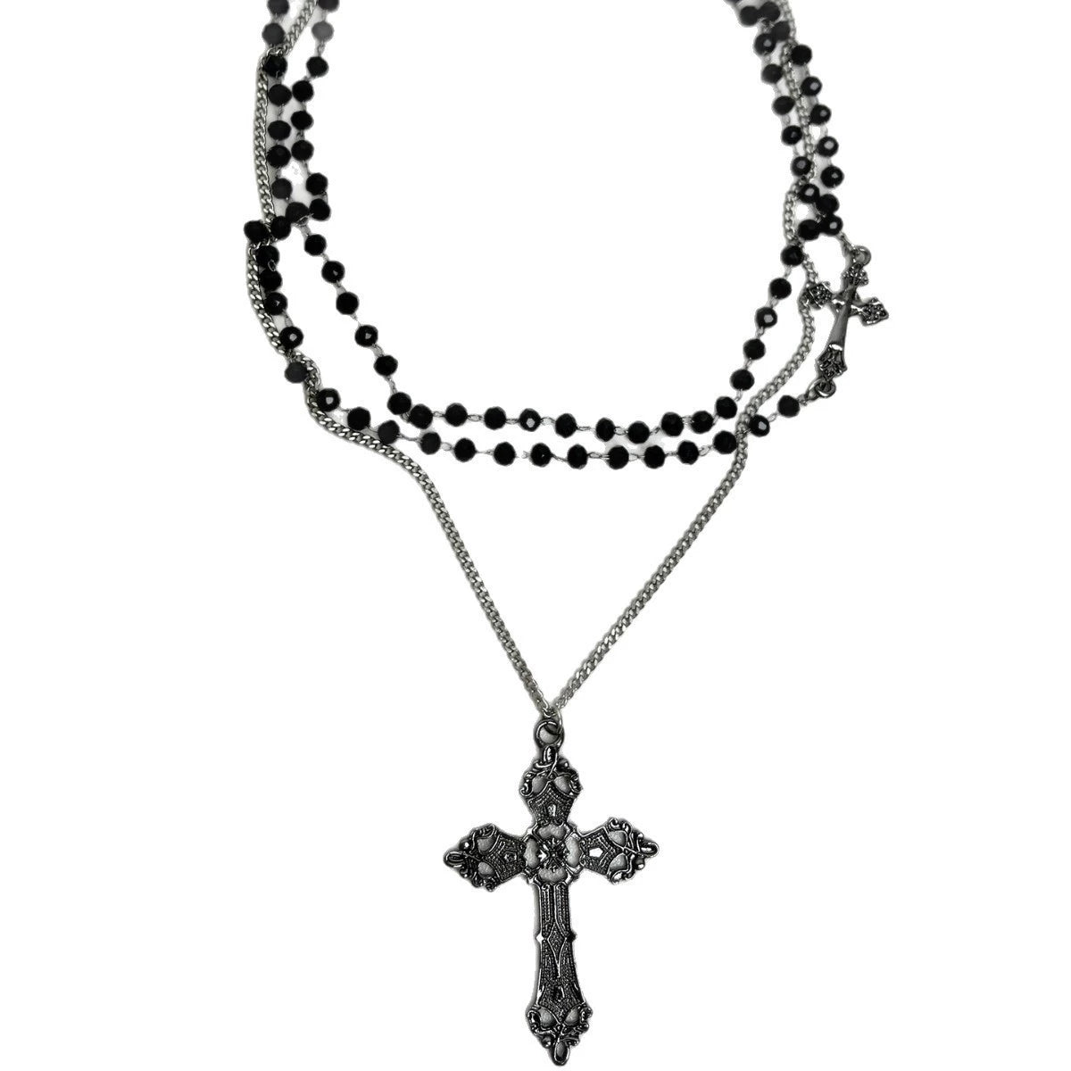 Two-Piece Cross Choker Necklace Set - Sweet & Cool Style