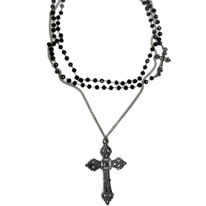 Two-Piece Cross Choker Necklace Set - Sweet & Cool Style