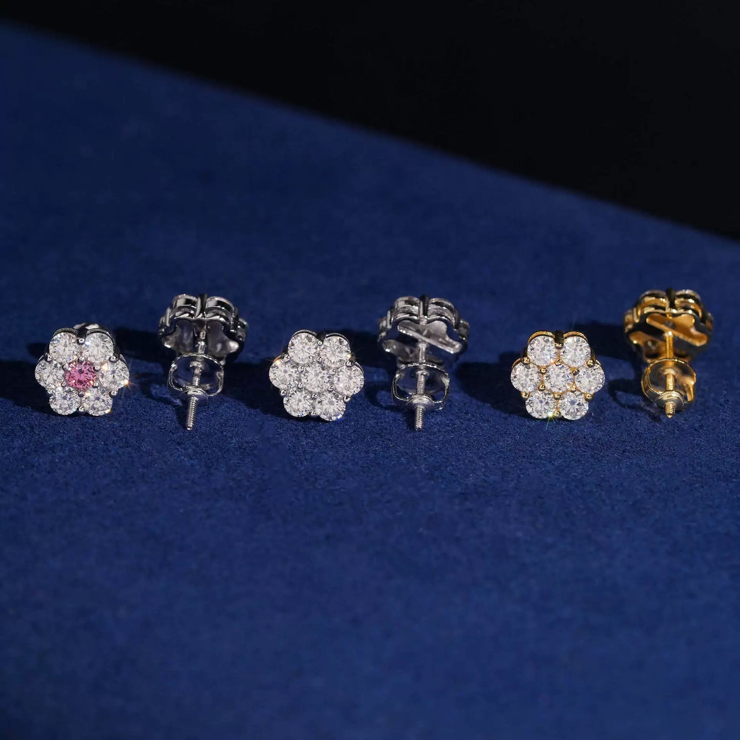 9mm Luxury Flower Stud Earrings - S925 Silver Moissanite Unisex Hip Hop Style