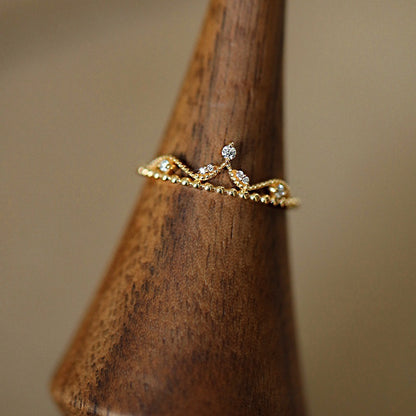 Luxury Micro-Pave Zircon Crown Ring - Princess Court Style