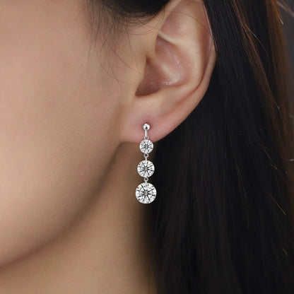 S925 Sterling Silver Plated White Gold Moissanite Earrings - Minimalist Pierced Drop Earrings for Women