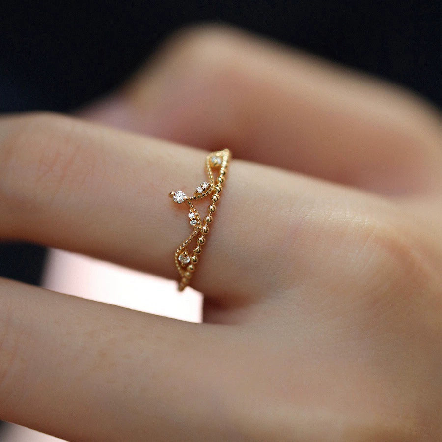 Luxury Micro-Pave Zircon Crown Ring - Princess Court Style