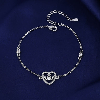 Ricady Jewel Heart & Crown Crystal Bracelet - Minimalist Sparkly Style for Teens & Girls