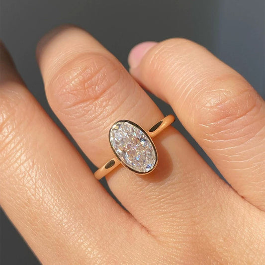 Ins Style Women's Commute Ring - Luxury Niche Geometric Design with 7×10 Egg Zircon Inlay